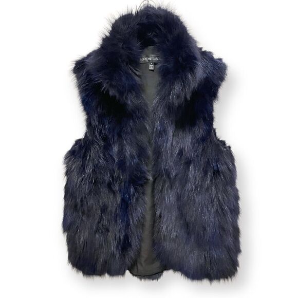 ADRIENNE LANDAU Blue Fur Vest |Size:Medium| - Picture 1 of 10
